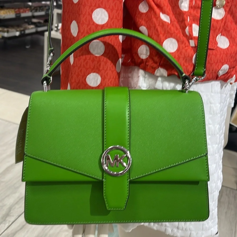 Michael Kors Greenwich Medium Saffiano Leather Satchel Crossbody Shoulder Bag - Picture 8 of 16